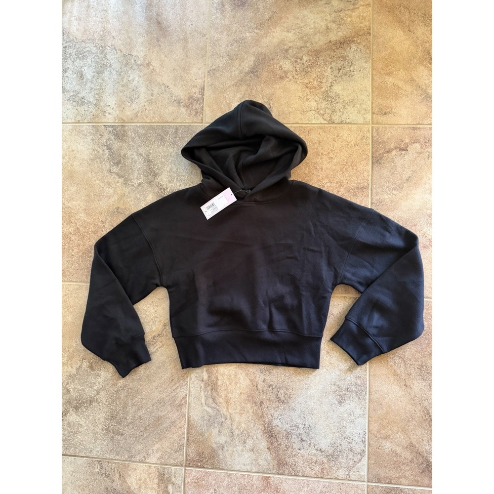 NEW Women's Wild Fable Black Long Sleeve Cropped Hoodie Sweatshirt Size S NWT